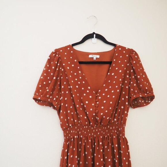 Madewell Rust Polka Dot Dress - Picture 6 of 9